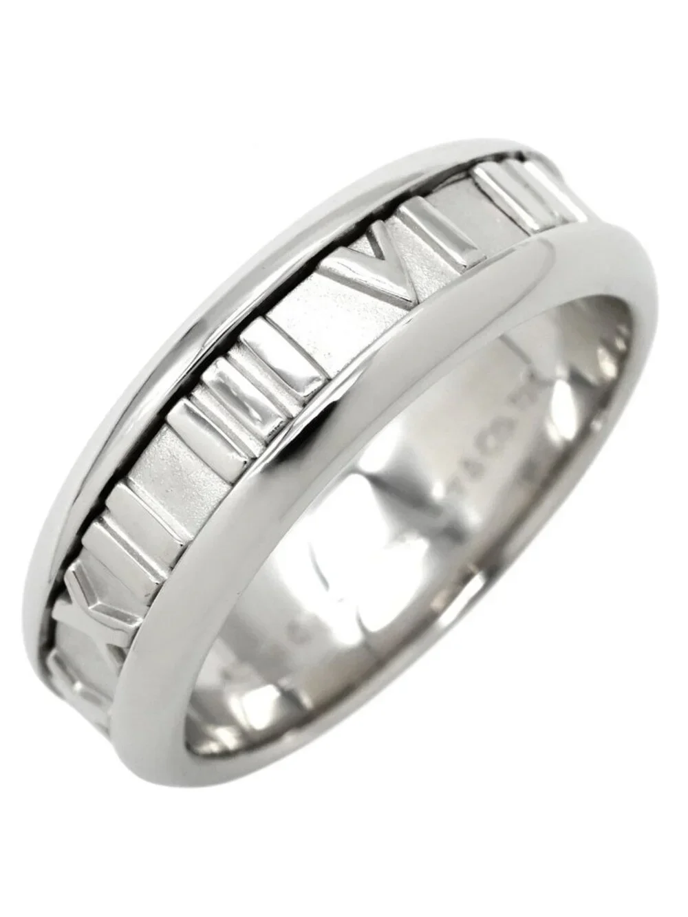 Tiffany & Co Ring Atlas White Gold T& 750 18k WG Roman Numeral